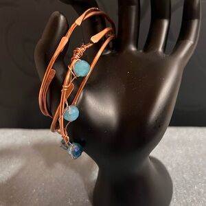 Elegant Copper and Blue Beaded Bracelet Bundle